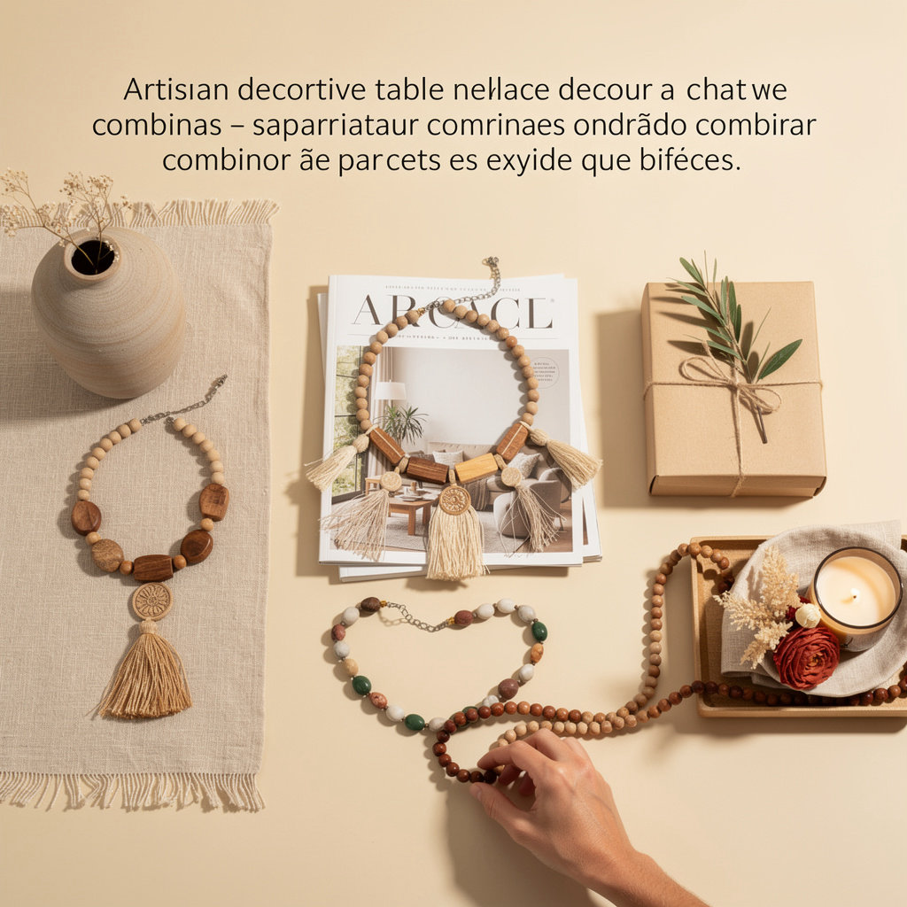 Azzallix colares decorativos artesanais em mesa e aparador - inspiração de decoração