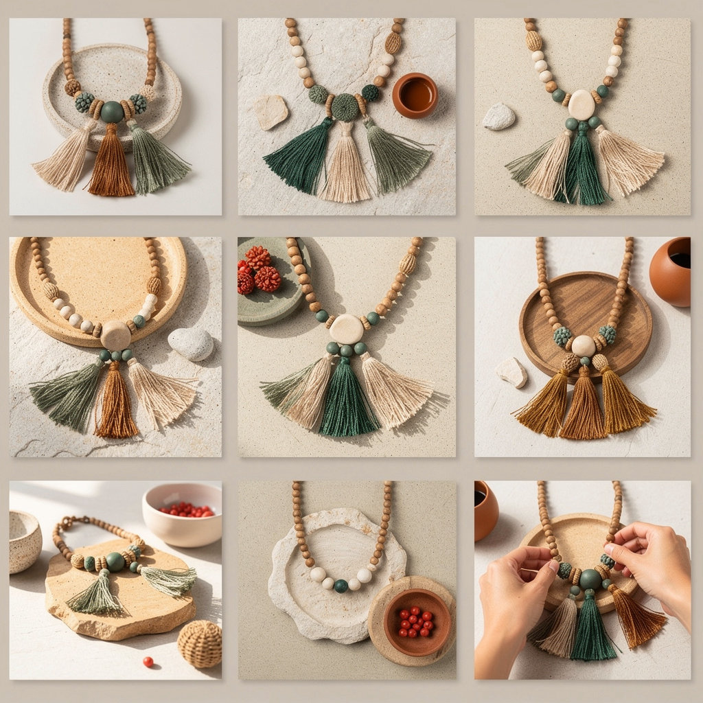 Azzallix colar decorativo artesanal com contas de acrílico e ágata